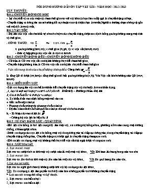 Hướng dẫn ôn tập học kì I Vật lí lớp 8 - Năm học 2012-2013